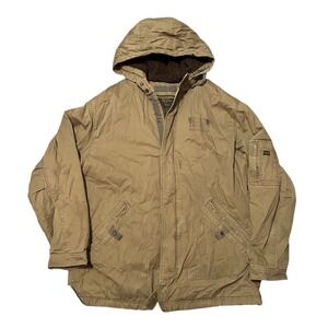 Abercrombie Fitch‎ Military Mens Khaki Hooded Parka Jacket Sherpa Lined Size XL